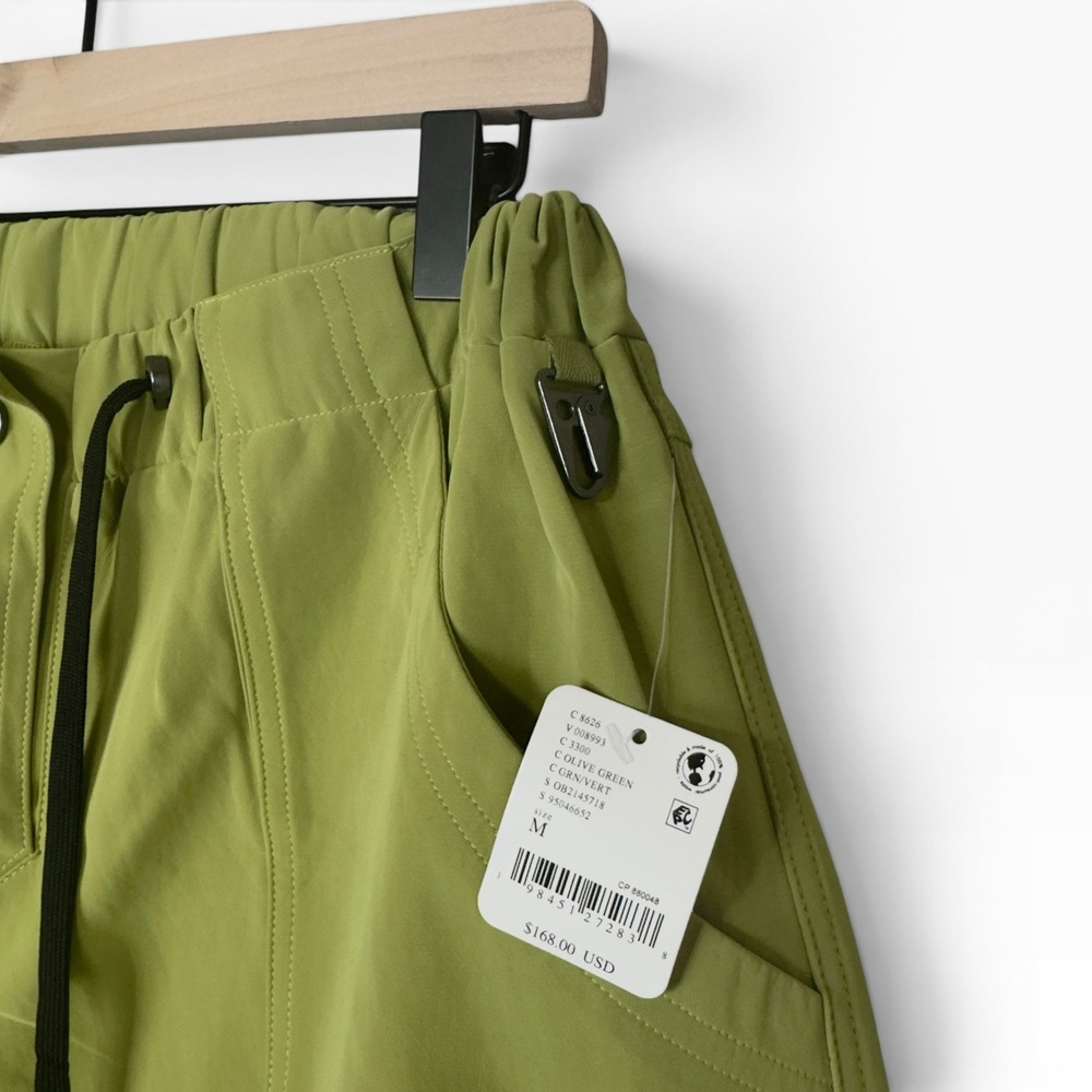Free People FP Movement Paradox Pants M Green Slouchy Cargo Utility Bungee Hem - Picture 12 of 13